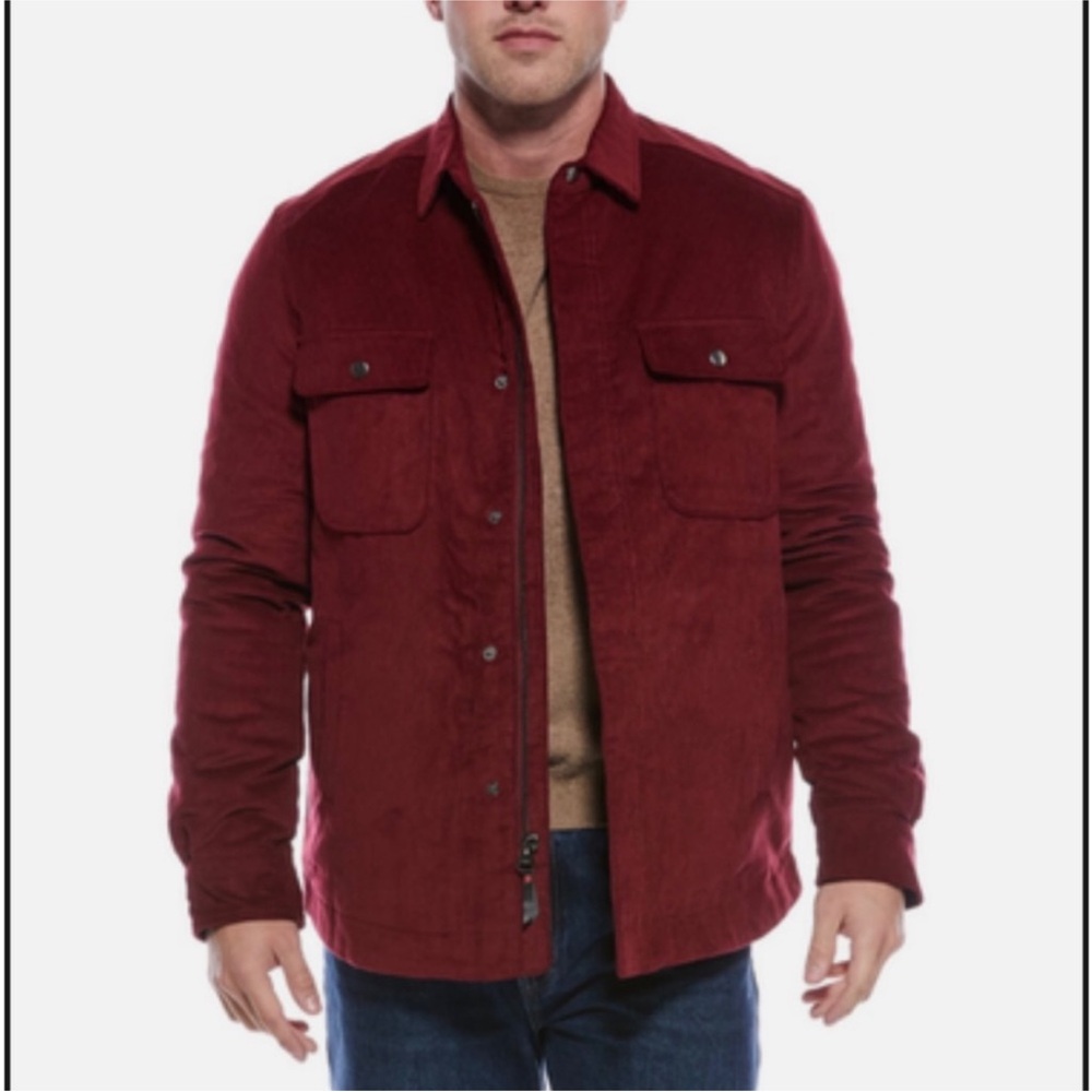 NWT Robert Graham Corduroy Jacket Burgundy Mens Zip Snap Quilt Lined Cotton M